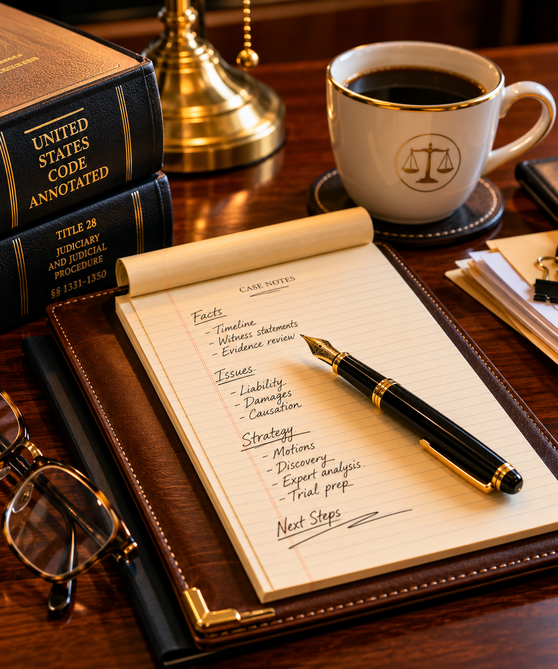 Federal case preparation imagery tied to federal appeals defense